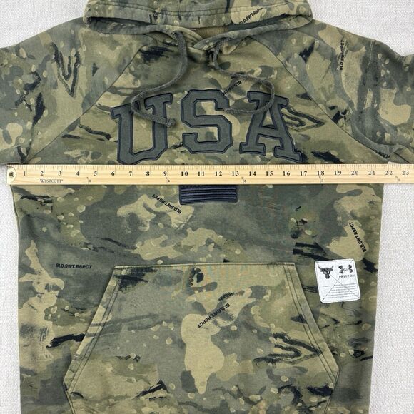 Under Armour X Project Rock Men's Camo Pullover Veteran's Day USA Hoodie - Picture 11 of 16